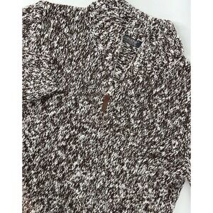 Panache Anthopologie XL Brown White Marled Chunky Knit Quarter‎ Zip Sweater XL